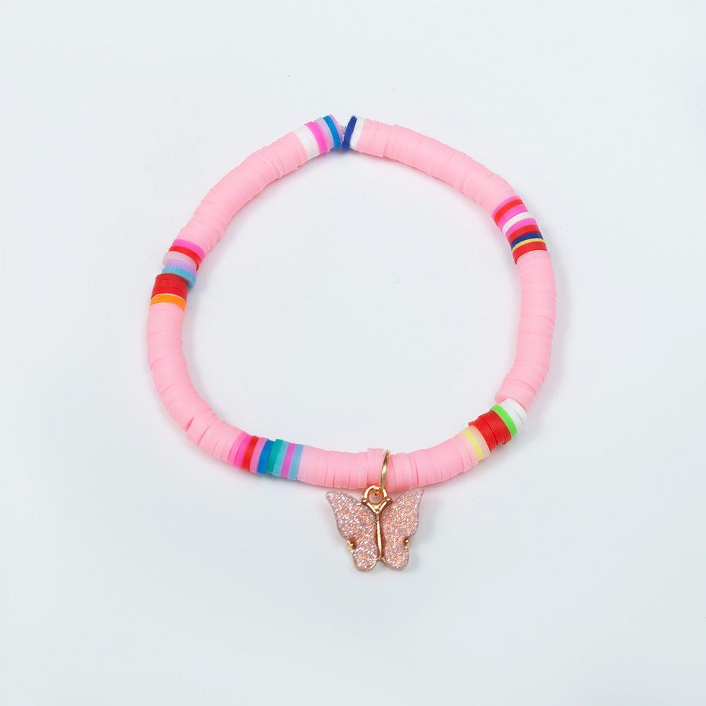 Bohemian Multicolor Butterfly Polymer Clay Bracelet