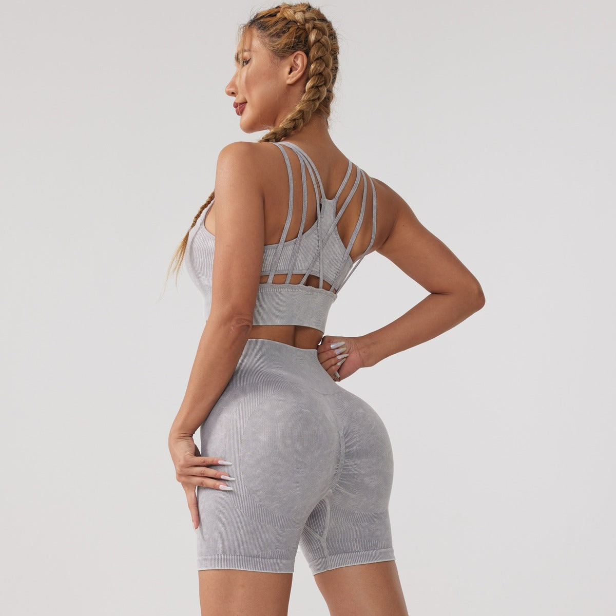 Ensemble deux pièces de sport vierge pour femme, style yoga