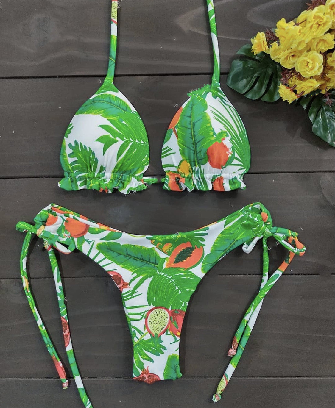 Bikini sexy con cuello halter y estampado multicolor para mujer