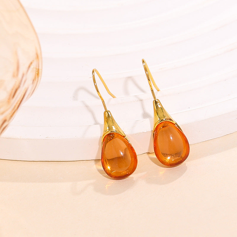 Women Fashion Drop-Shaped Cat Eye Earrings in Solid Colors