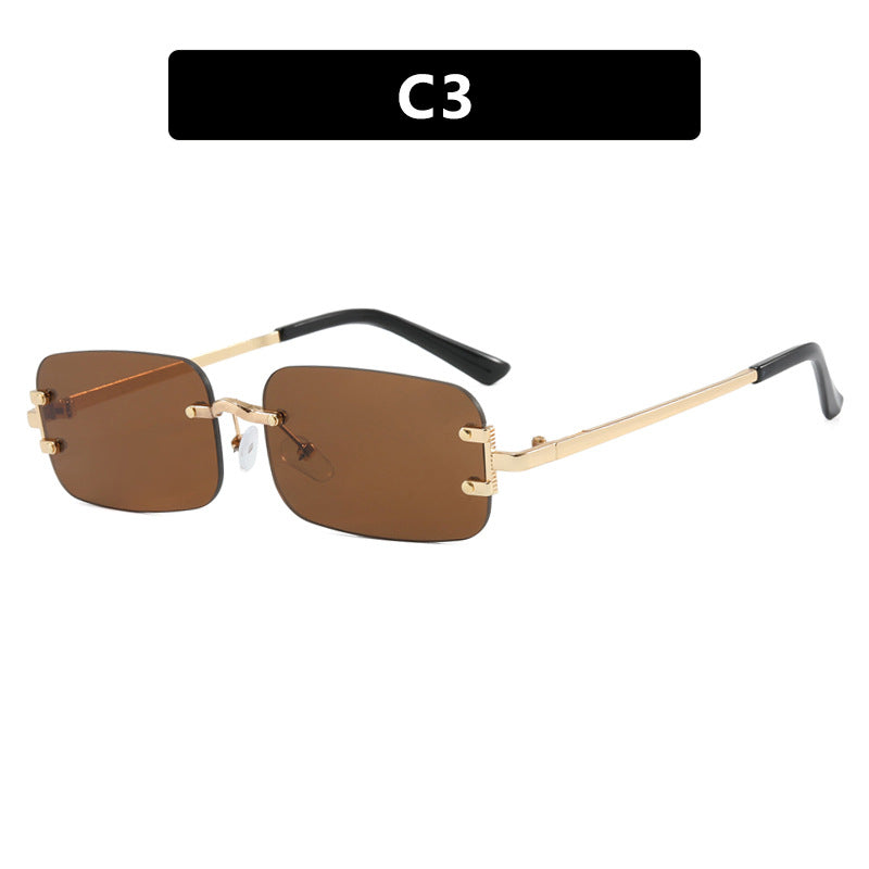 Gafas de sol cuadradas sin montura informales de moda para mujer