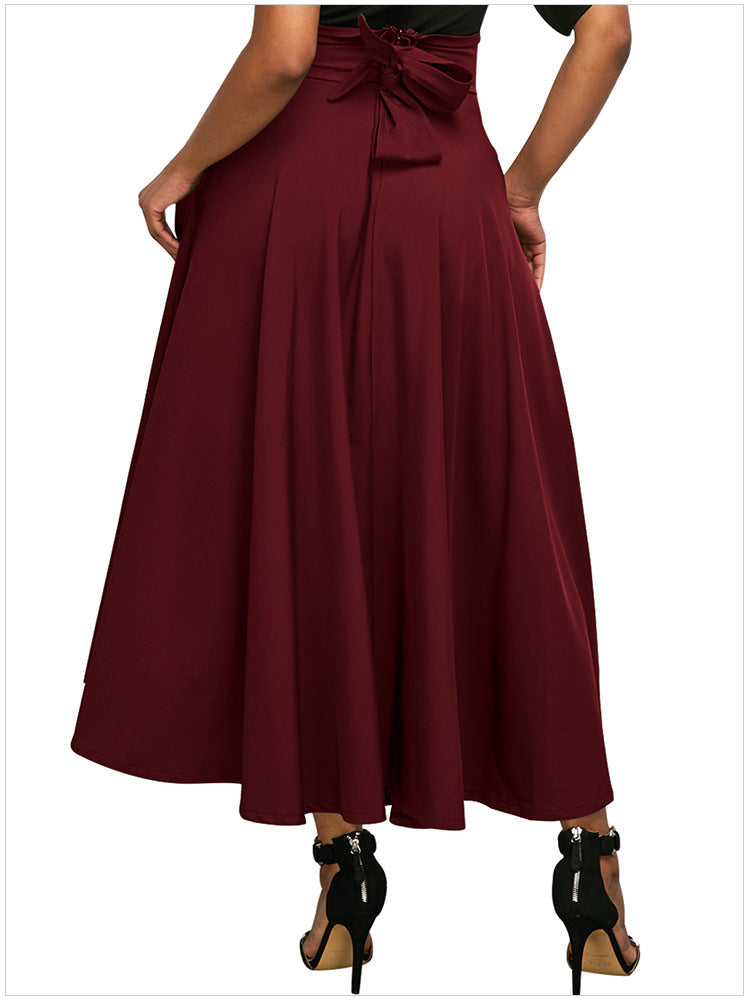 Women Fashion Casual Solid Color High Waist Skirt