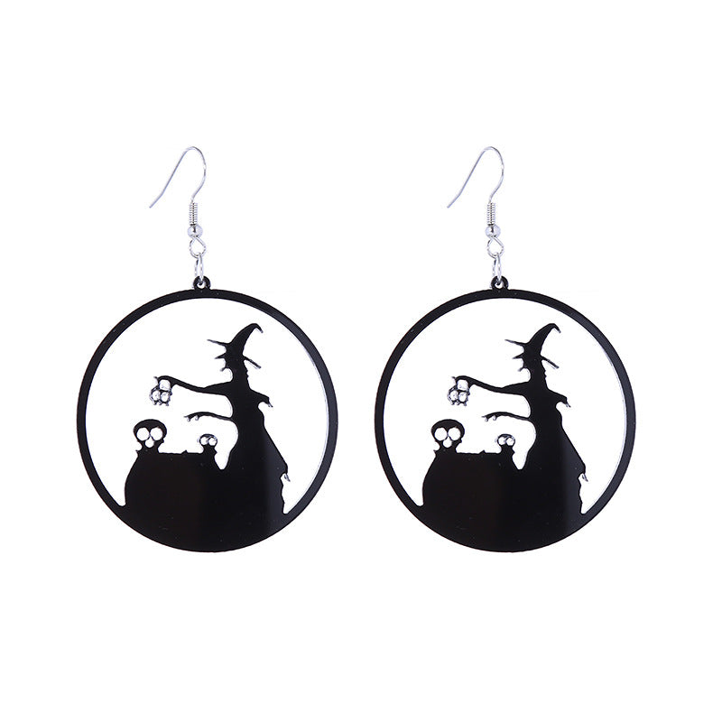 Halloween Women Horror Funny Dark Spider Bat Ghost Witch Acrylic Earrings