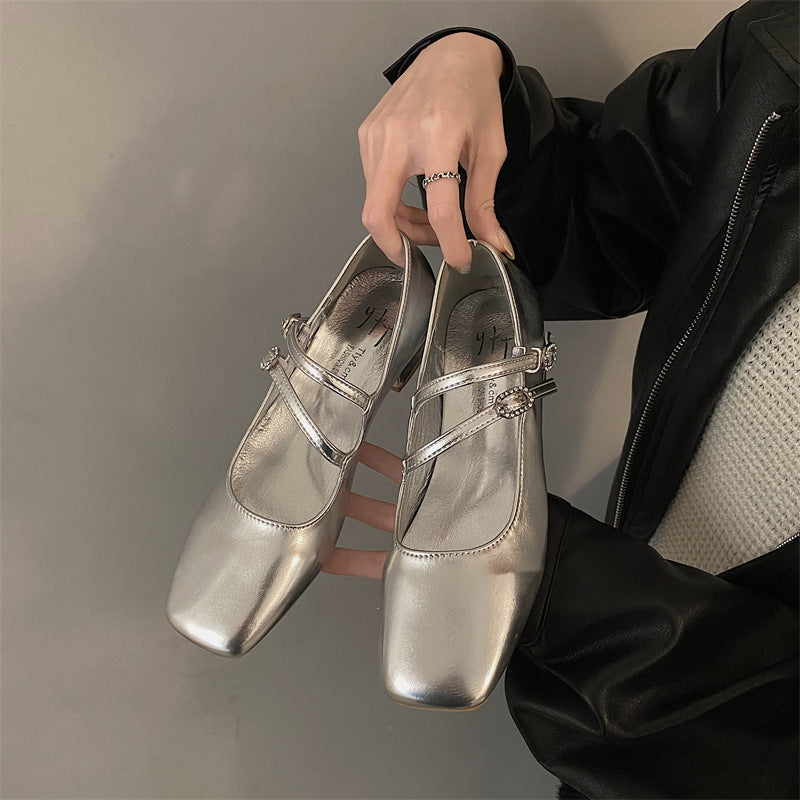 Mocassins Mary Jane en cuir verni vintage pour femmes