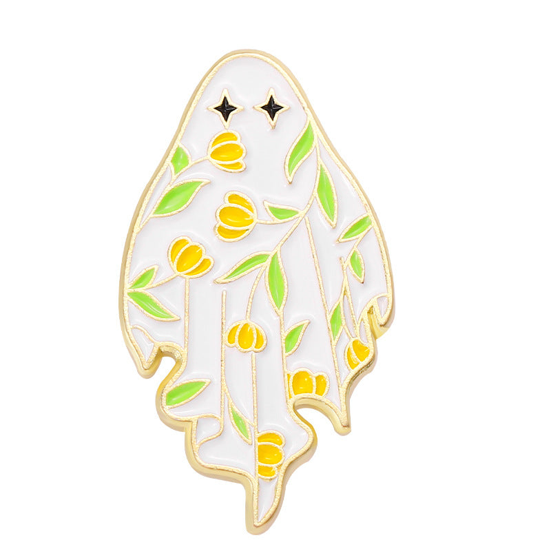 Cute Little Brooch Ghost White Metal Badge