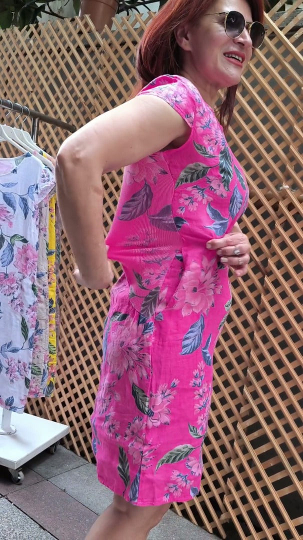 Robe décontractée à manches courtes et col rond pour femme, imprimé floral
