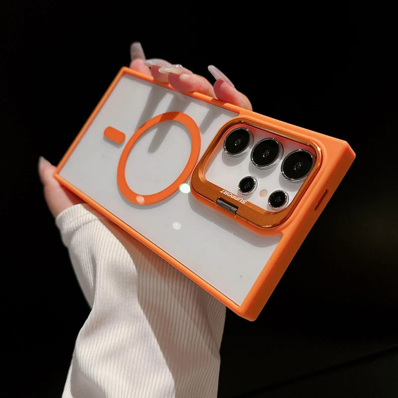 Magnetic Acrylic Phone Case with Metal Lens Bracket for Samsung