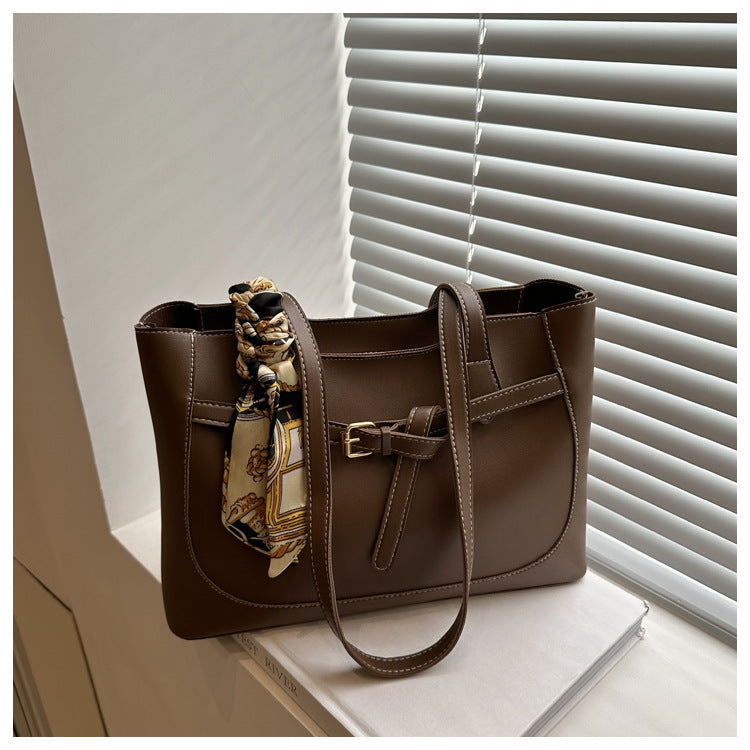 Sac fourre-tout décontracté en PU de grande capacité pour femme, couleur unie