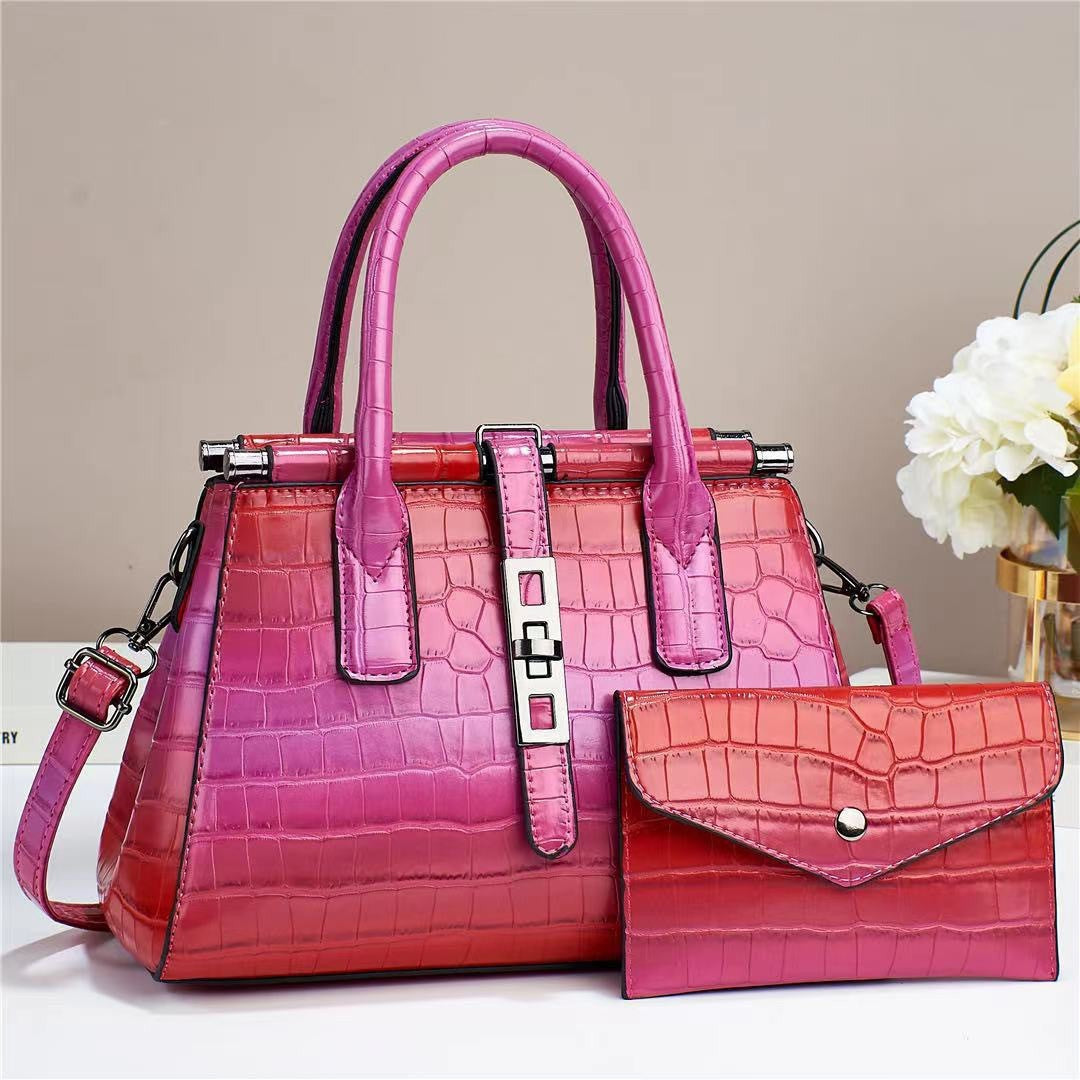 Women Fashionable Bright Leather Large Capacity Handbag