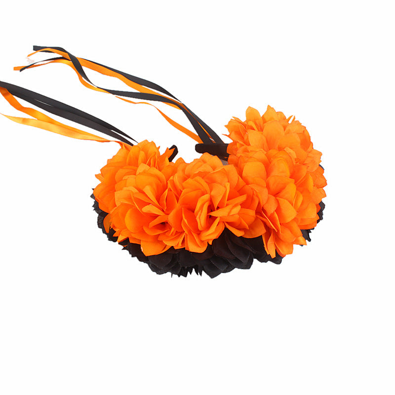 Diadema larga con serpentinas florales de simulación de fiesta de Halloween
