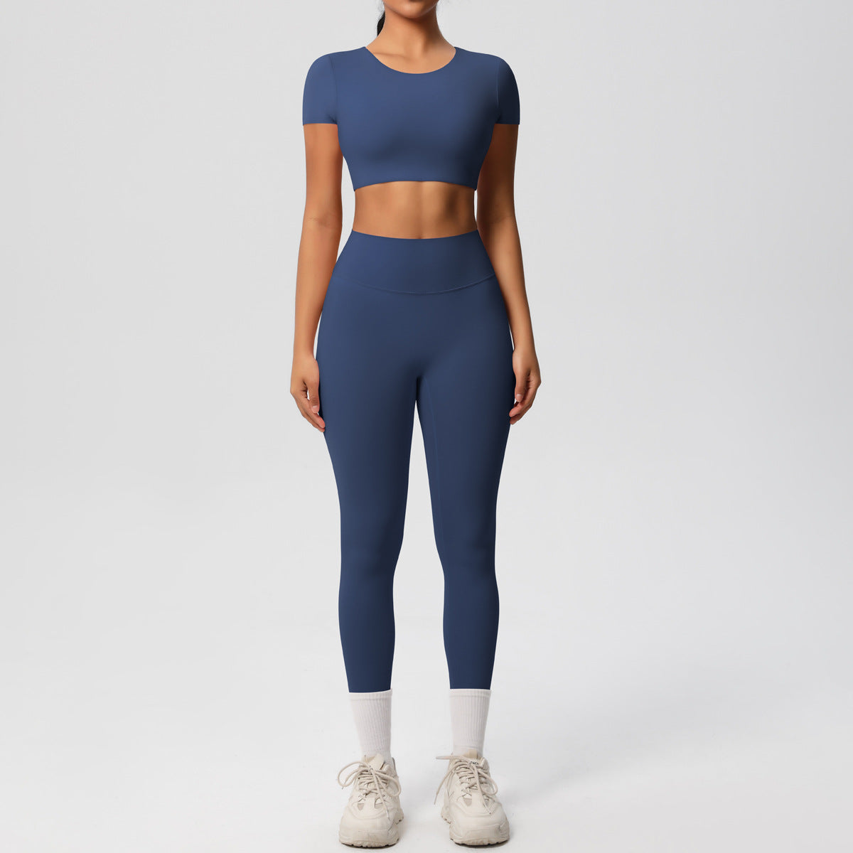 Ensemble de sport deux pièces de yoga pour femmes, couleur unie