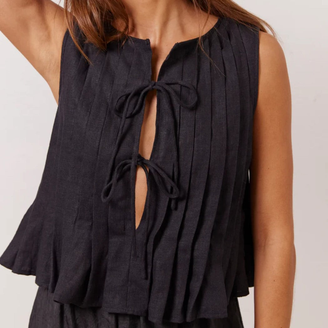 Spring And Summer Women Cotton Linen Lace-Up Blouse