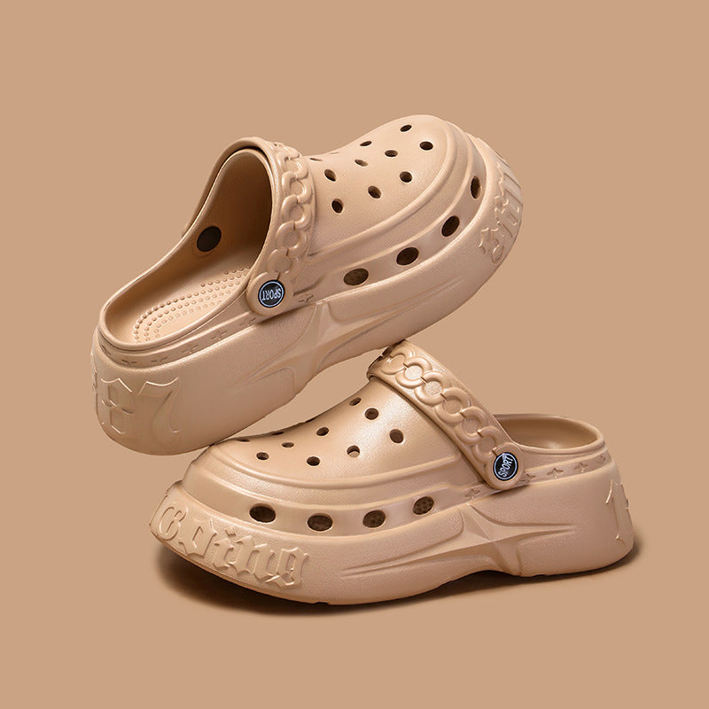 Zapatos casuales de moda para mujer con suela gruesa y agujeros