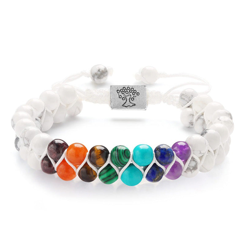 Unisex Casual Bohemian Turquoise Double Layer Bracelet