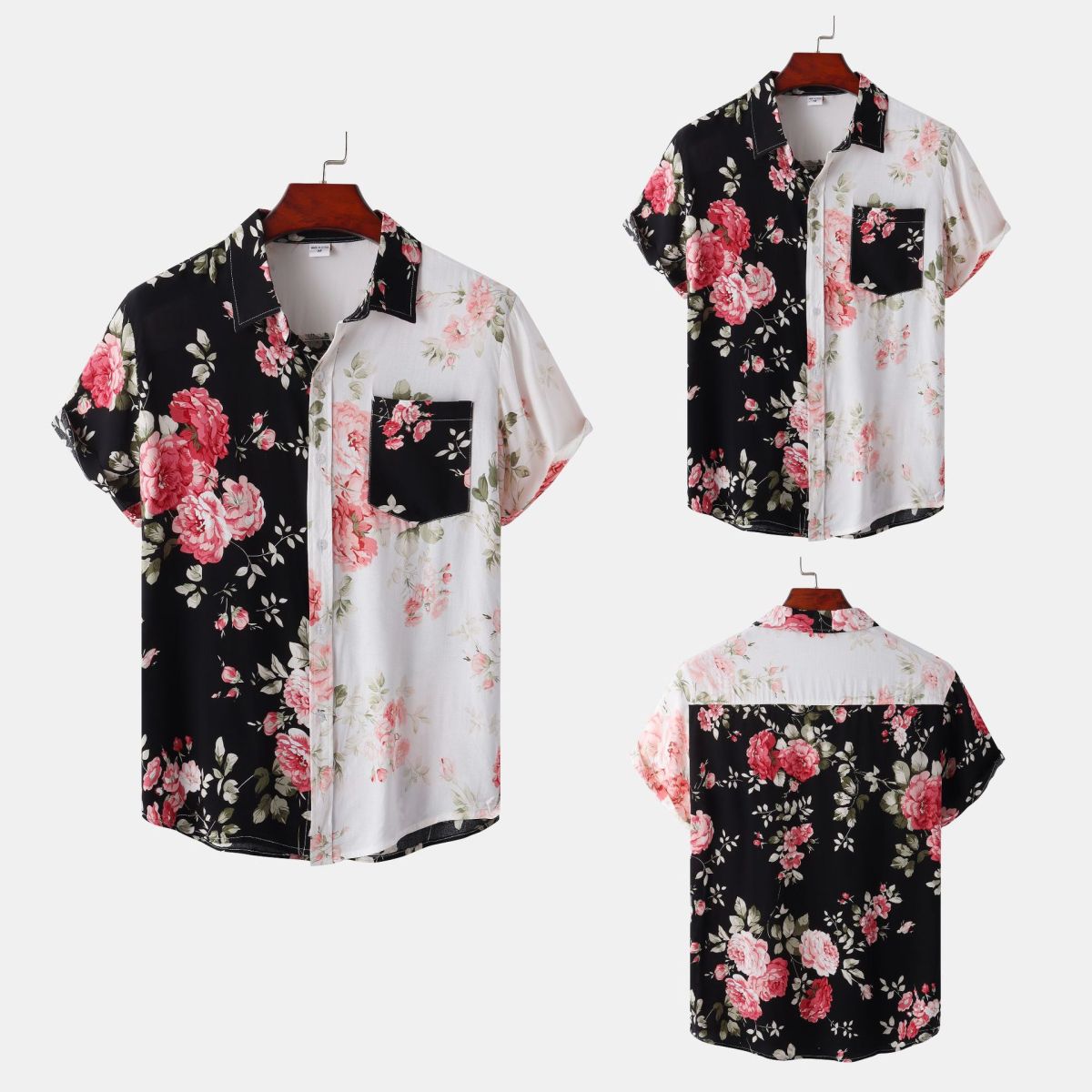 Camisa con estampado de flores diminutas en 3D para hombre, ideal para vacaciones de verano