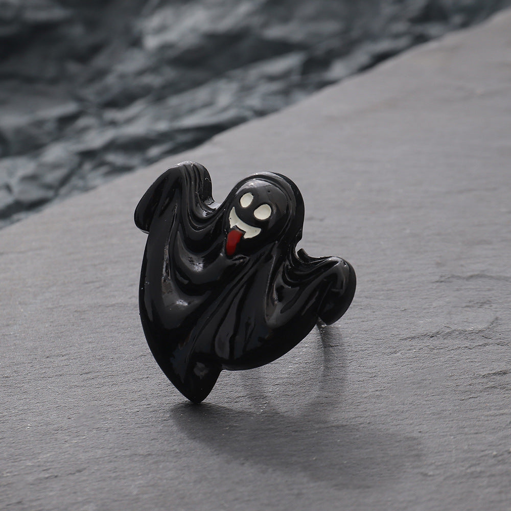 Anillos de sombrero con interruptor de calabaza, fantasma, gato y murciélago para mujer de Halloween