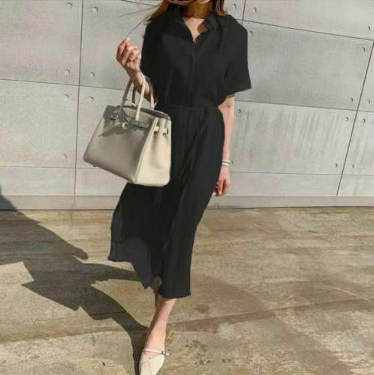 Robe chemise longue ample et décontractée en lin pour femme
