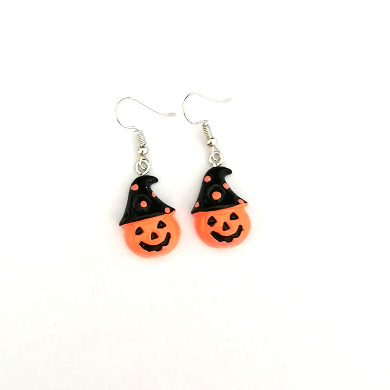 Pendientes colgantes de calabaza de resina de Halloween para mujer