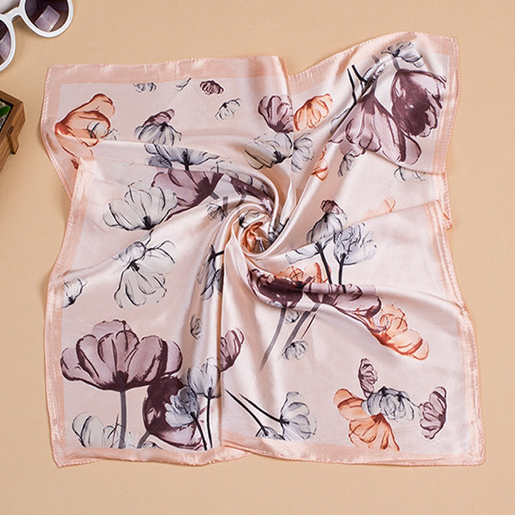 Foulard carré en imitation soie imprimé pour femme