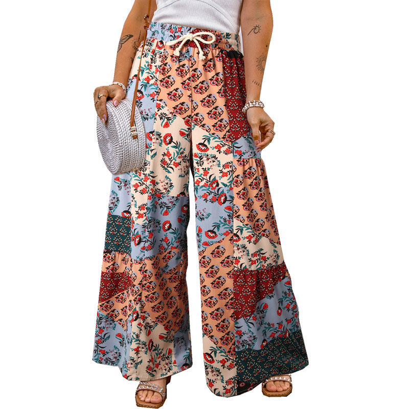 Women Casual Vacation Floral Printed Loose Pants