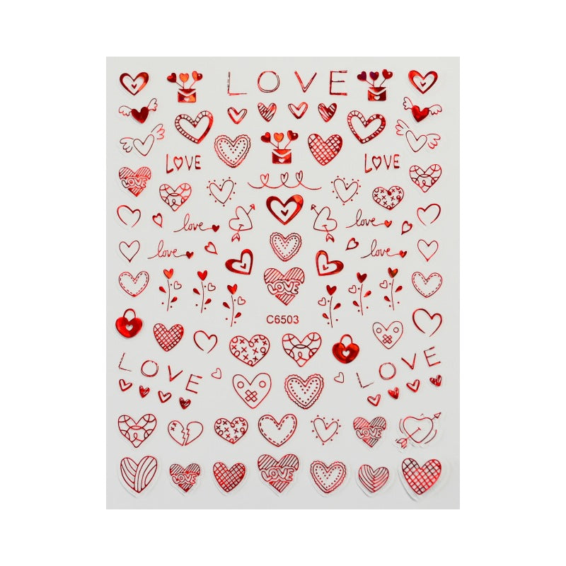 Autocollants pour ongles Love Laser Red pour la Saint-Valentin