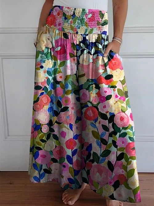 Pantalones casuales de cintura alta y pierna ancha para mujer, poliéster