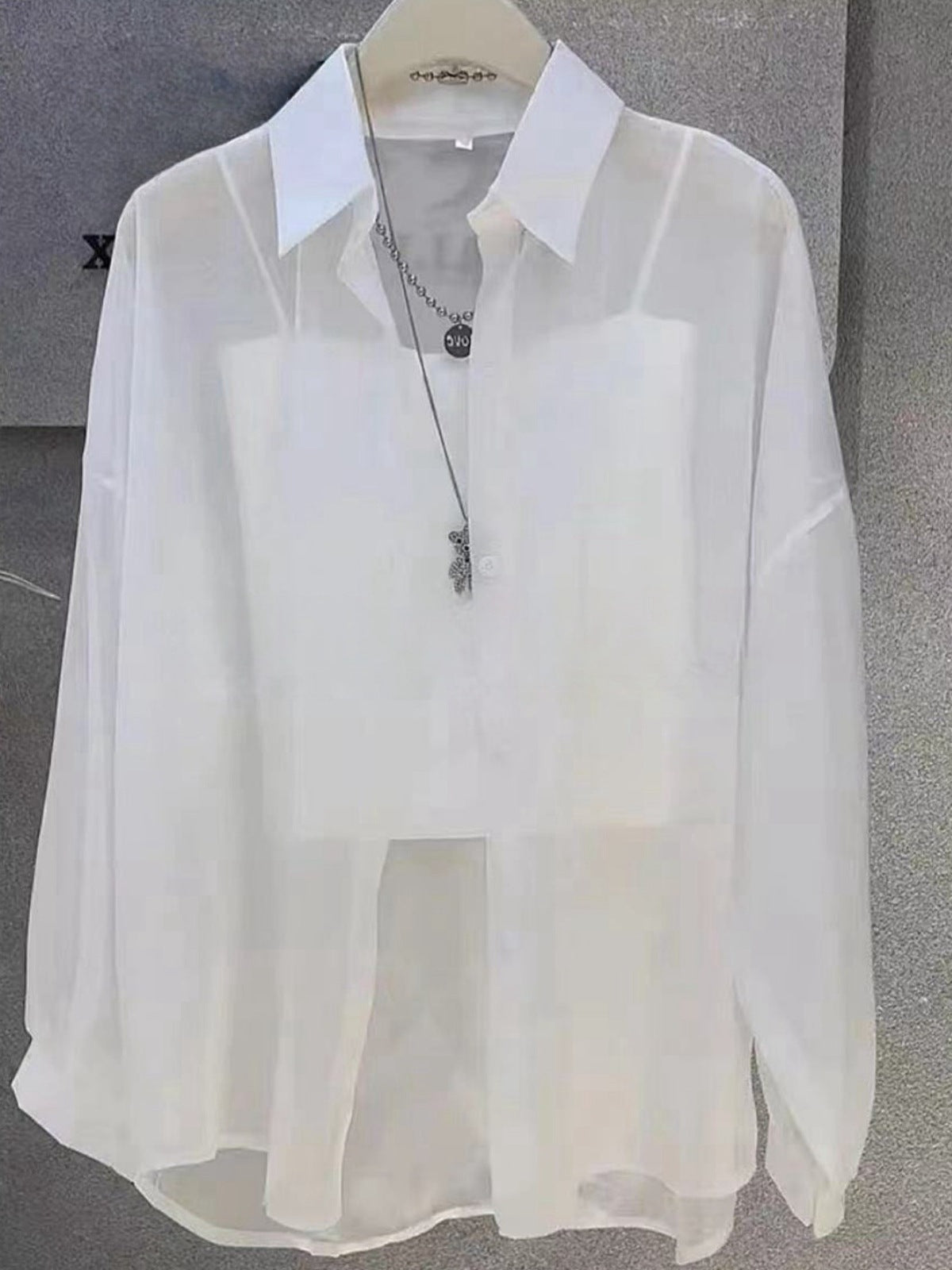 Blusa informal de manga larga transpirable de color liso para mujer