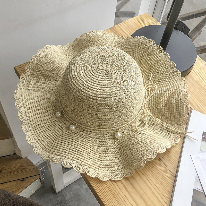 Chapeau de soleil en paille décontracté pour femme, style vacances