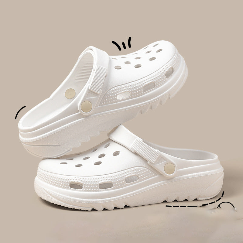 Women Fashion Casual Solid Color Thick Sole Hole Shoes