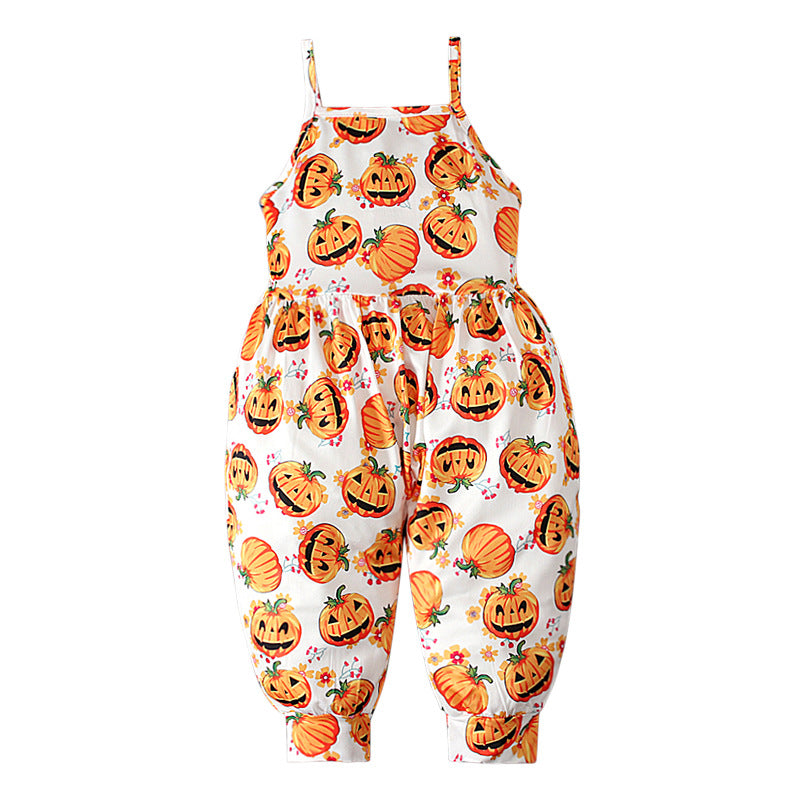 Kids Toddler Girls Boys Summer Casual Pumpkin Jumpsuit