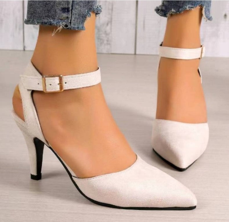Chaussures à talons hauts en daim à bout pointu et couleur unie pour femmes