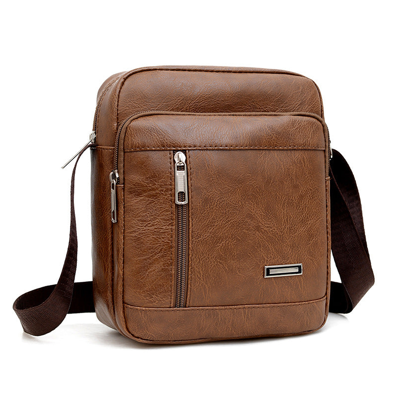Bolso bandolera informal de PU para hombre, de moda y color liso.