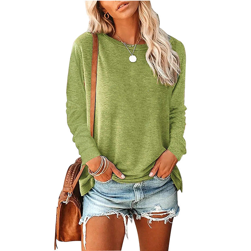 T-shirt ample à manches longues et col rond pour femme