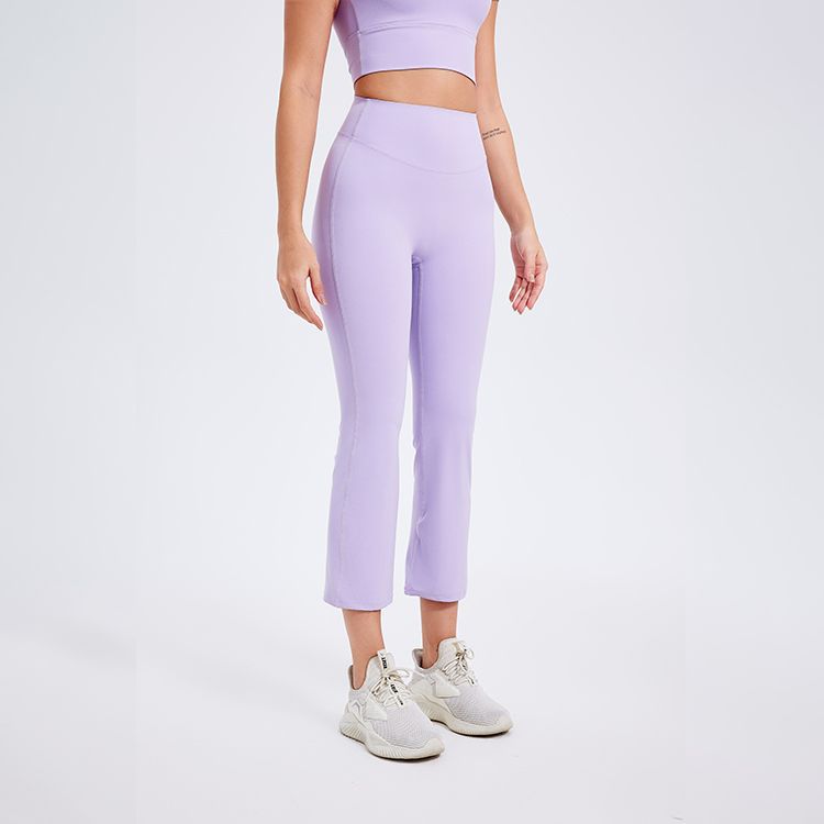 Pantalon de yoga taille haute décontracté pour femme, couleur unie
