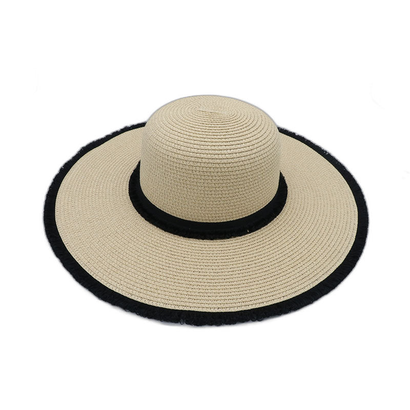 Sombrero de playa de ala grande tejido de paja de moda para mujer