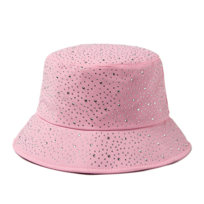 Women Simple Fashion Rhinestone Sunshade Bucket Hats