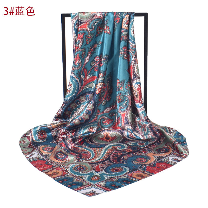 Bufanda cuadrada con estampado de cachemira de verano para mujer de 90 cm