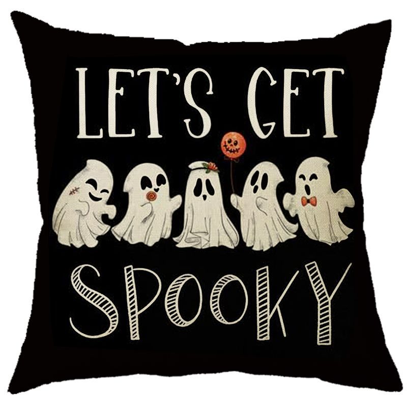 Halloween Pumpkin Skull Print Linen Sofa Cushion Cover