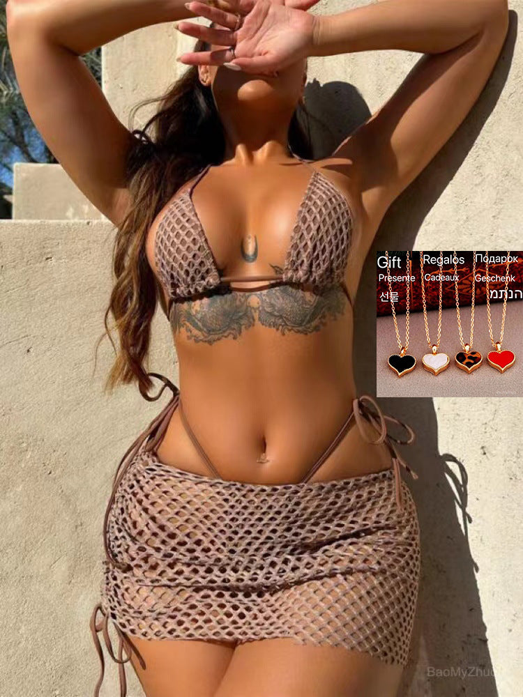 Women Summer Vacation Sexy Split Three-Piece Swimwear Set