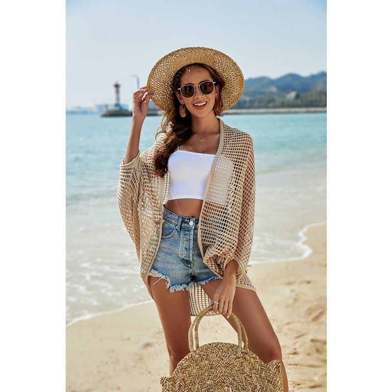 Women Fashion Vacation Hollow-Out Knitted Swimsuit Cover-Up