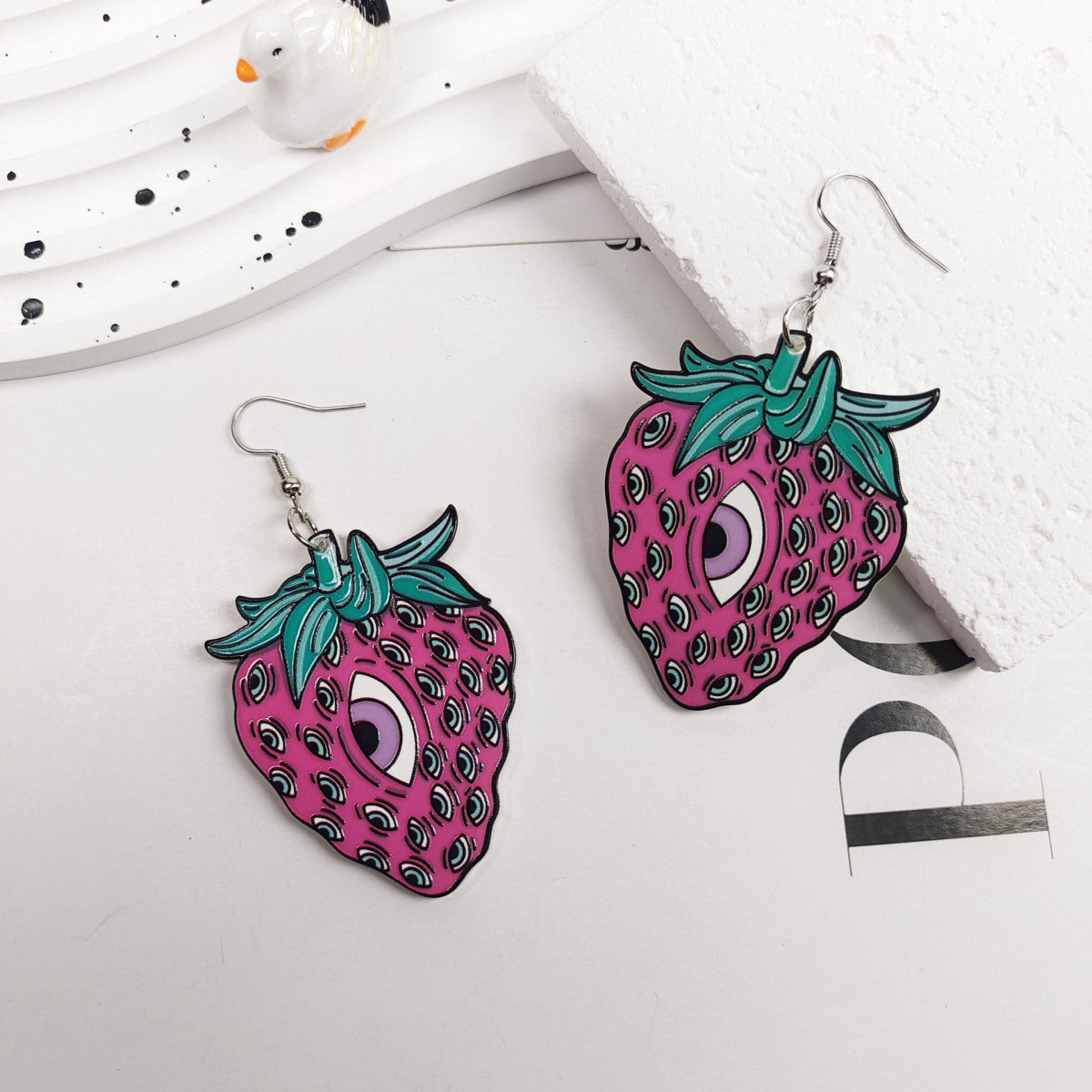 Pendientes acrílicos de Halloween para mujer con diseño de calavera de Diablo, fresa y lápida