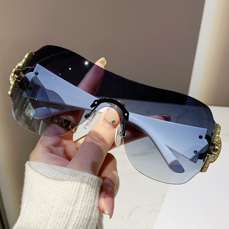 Gafas de sol de moda de una pieza sin marco Y2K