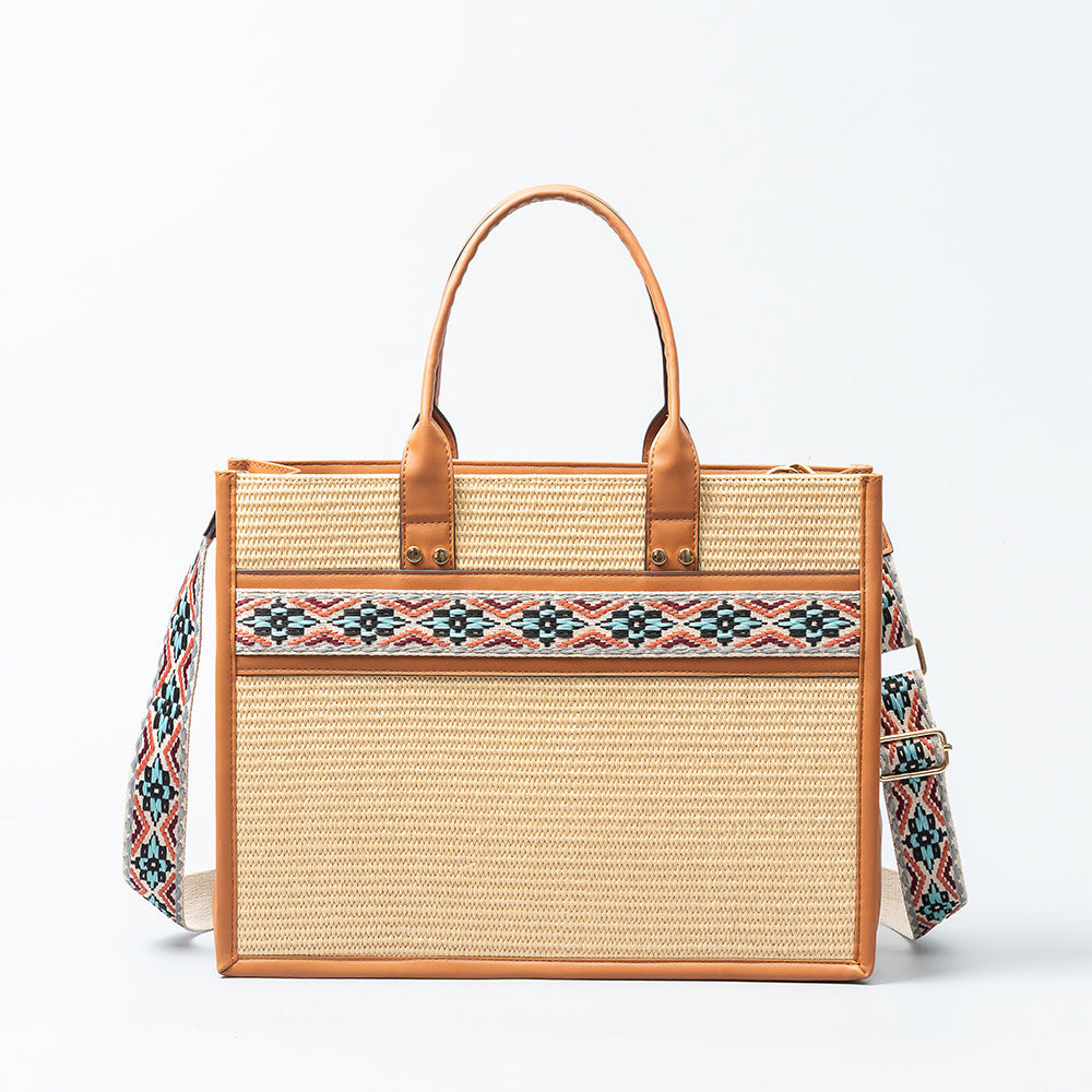 Women Casual Boho Large Capacity Straw Tote Bag