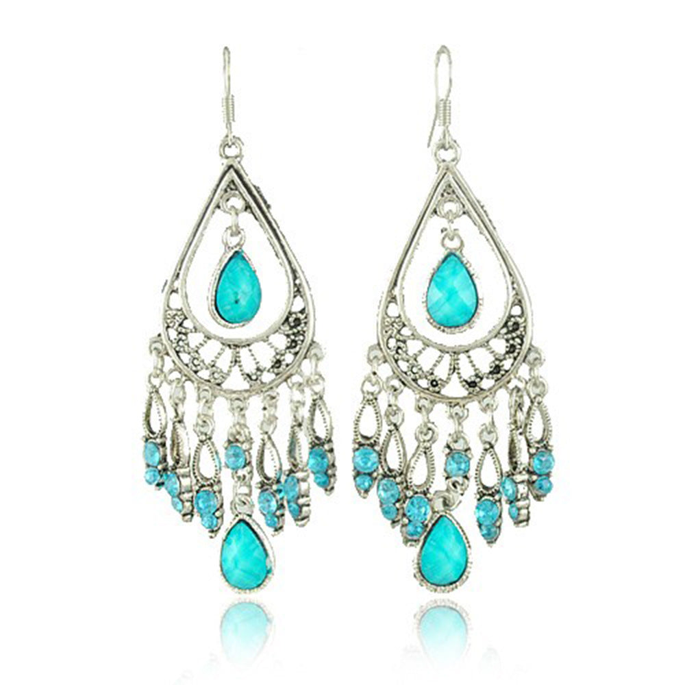 Boucles d'oreilles pendantes multicolores style bohème rétro pour femme