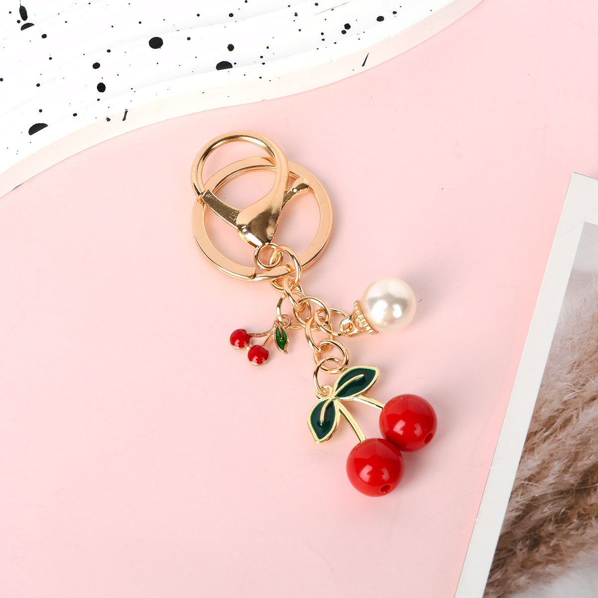 Fashion Red Cherry Fruit Key Chain