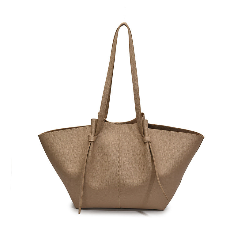 Bolso de mano plisado de color sólido informal de moda para mujer con gran capacidad