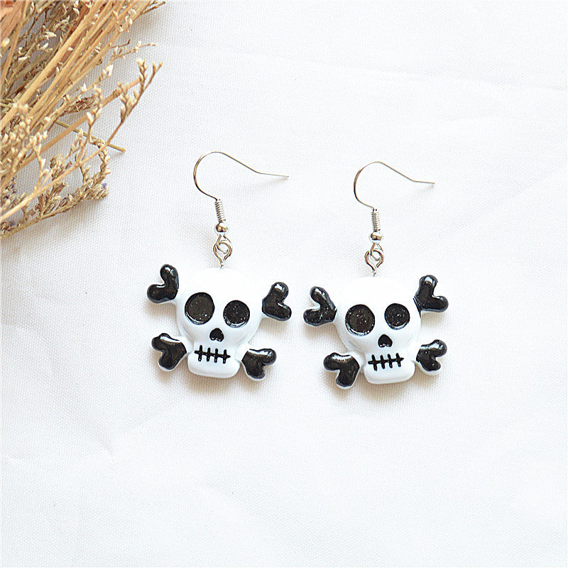 Pendientes de calavera de demonio y zombi para mujer, de Halloween