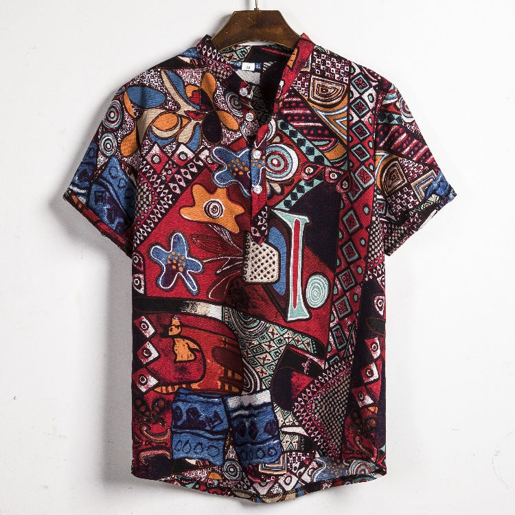 Camisa informal de vacaciones para hombre con estampado de flores diminutas en 3D