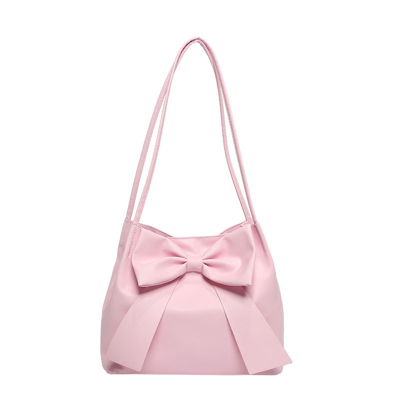 Bolso tote con lazo de color sólido de gran capacidad a la moda para mujer