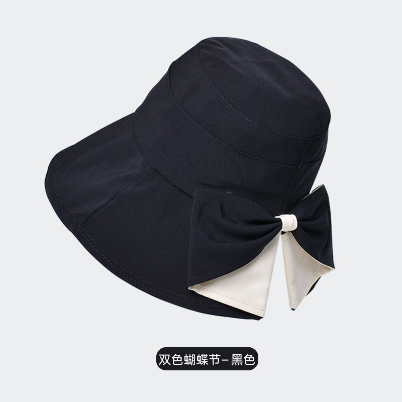 Sombreros de pescador con lazo de color liso a la moda de verano para mujer